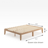 Moiz wood platform bed frame brown Queen size dimensions shown